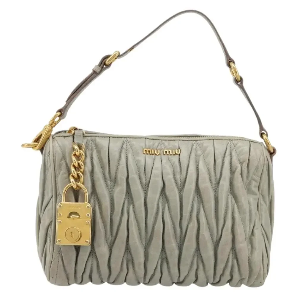 Miu Miu Matelasse Accessory Pouch Gray